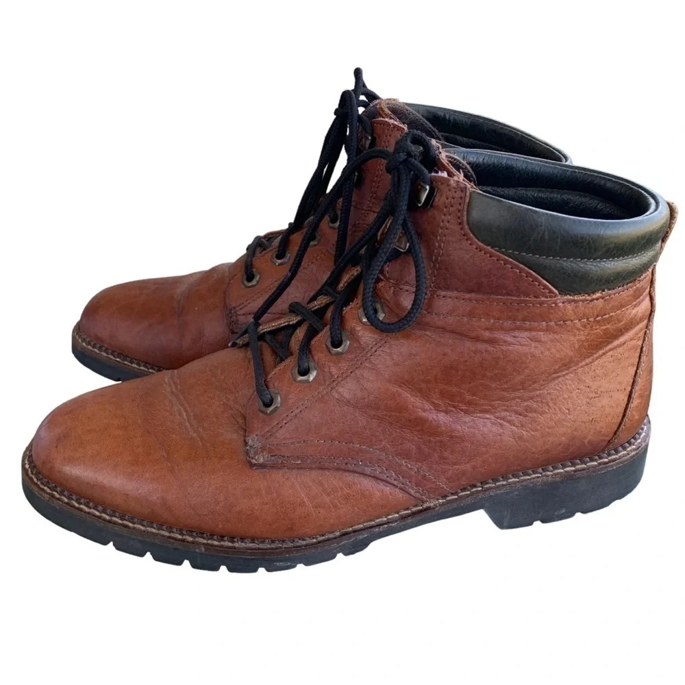 H.S. Trask Mens Brown Leather Ankle Lace Up Chukka Boots Size 10 M Made in USA